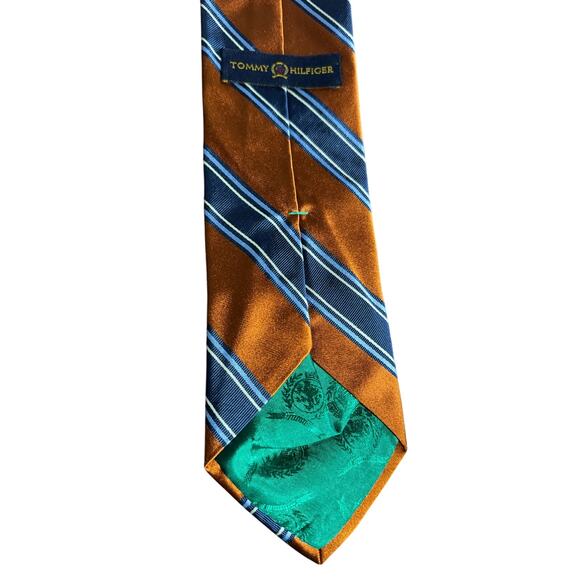 TOMMY HILFIGER Men’s classy event work Neck Tie orange striped - Picture 2 of 2